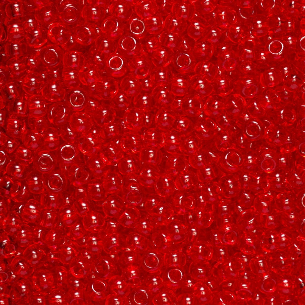 Rocaillesperle 9/0 - Transparent Rød