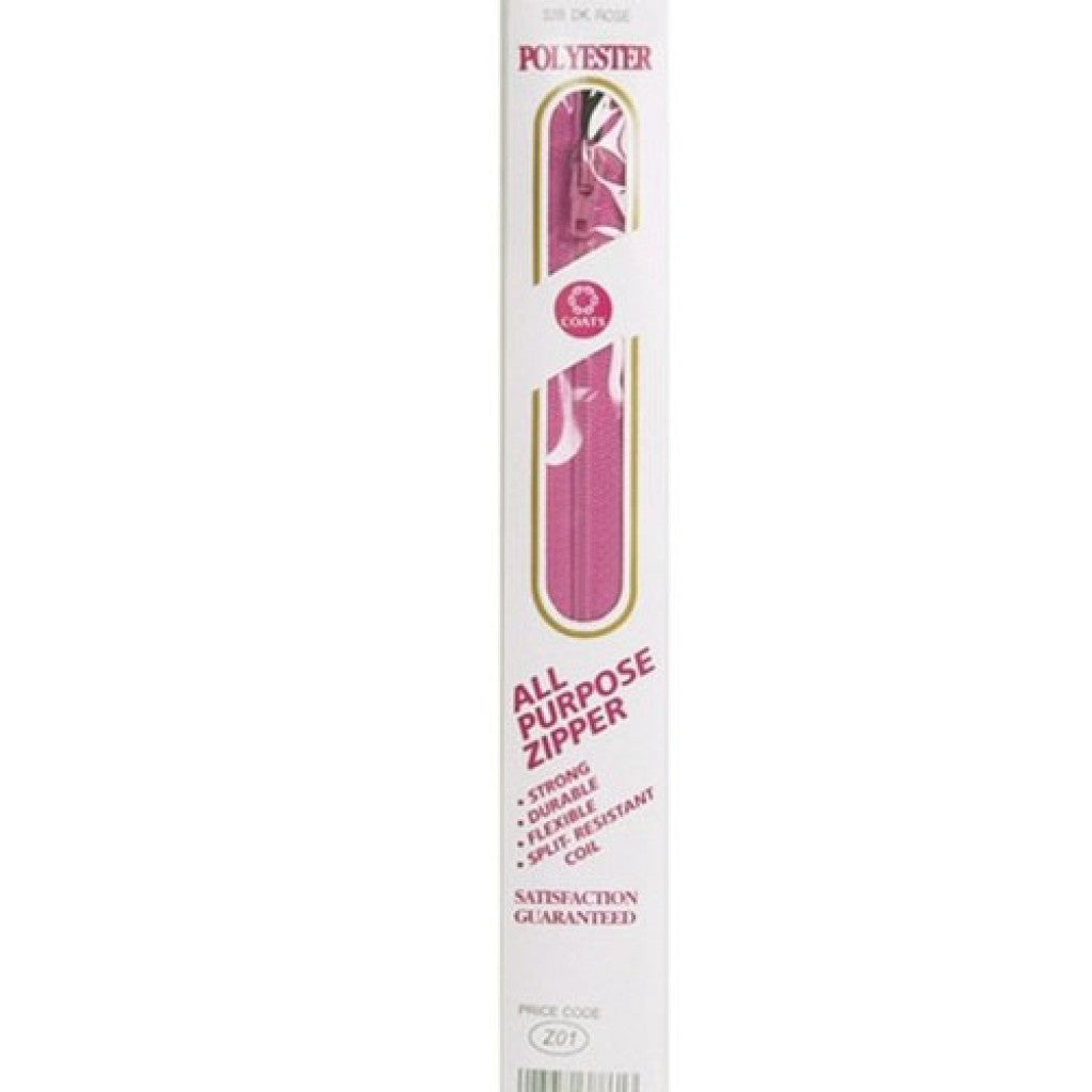 Glidelås i nylon (lukket) - 30cm Dark Rose