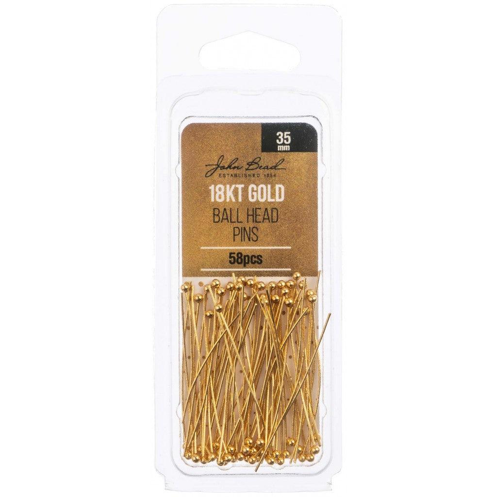 18k Gullbelagte Ball Head Pins, 35x.5mm 58stk - Gold Plated - HobbyHimmelen