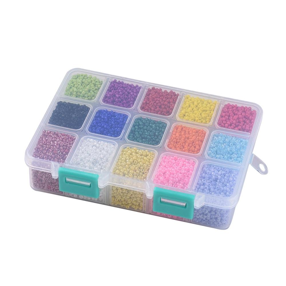 #1 Sett med Seed Beads i 15 Farger 12/0 (2mm) - Festive Vibes - HobbyHimmelen