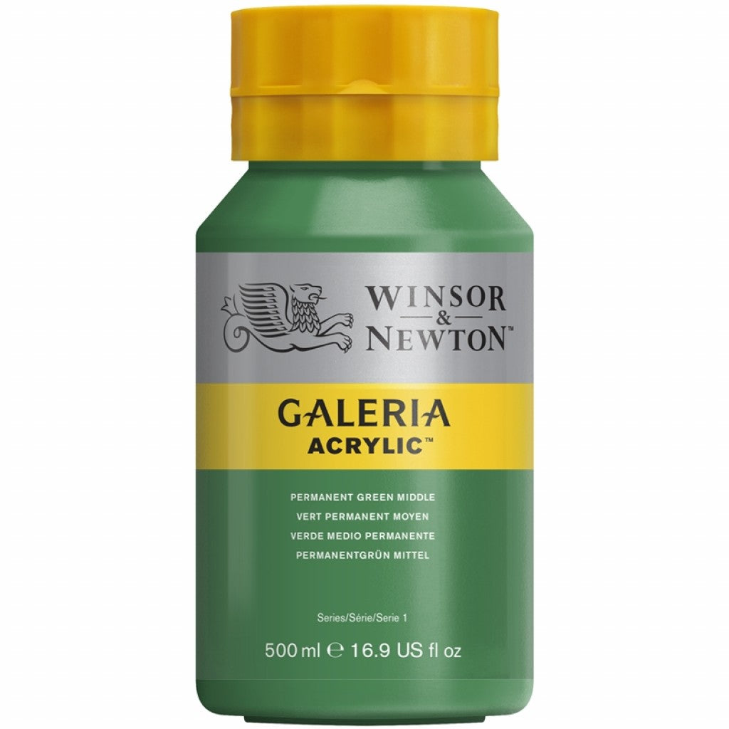 W&N - Galeria Acrylic 500ml - 484 Permanent Green Medium