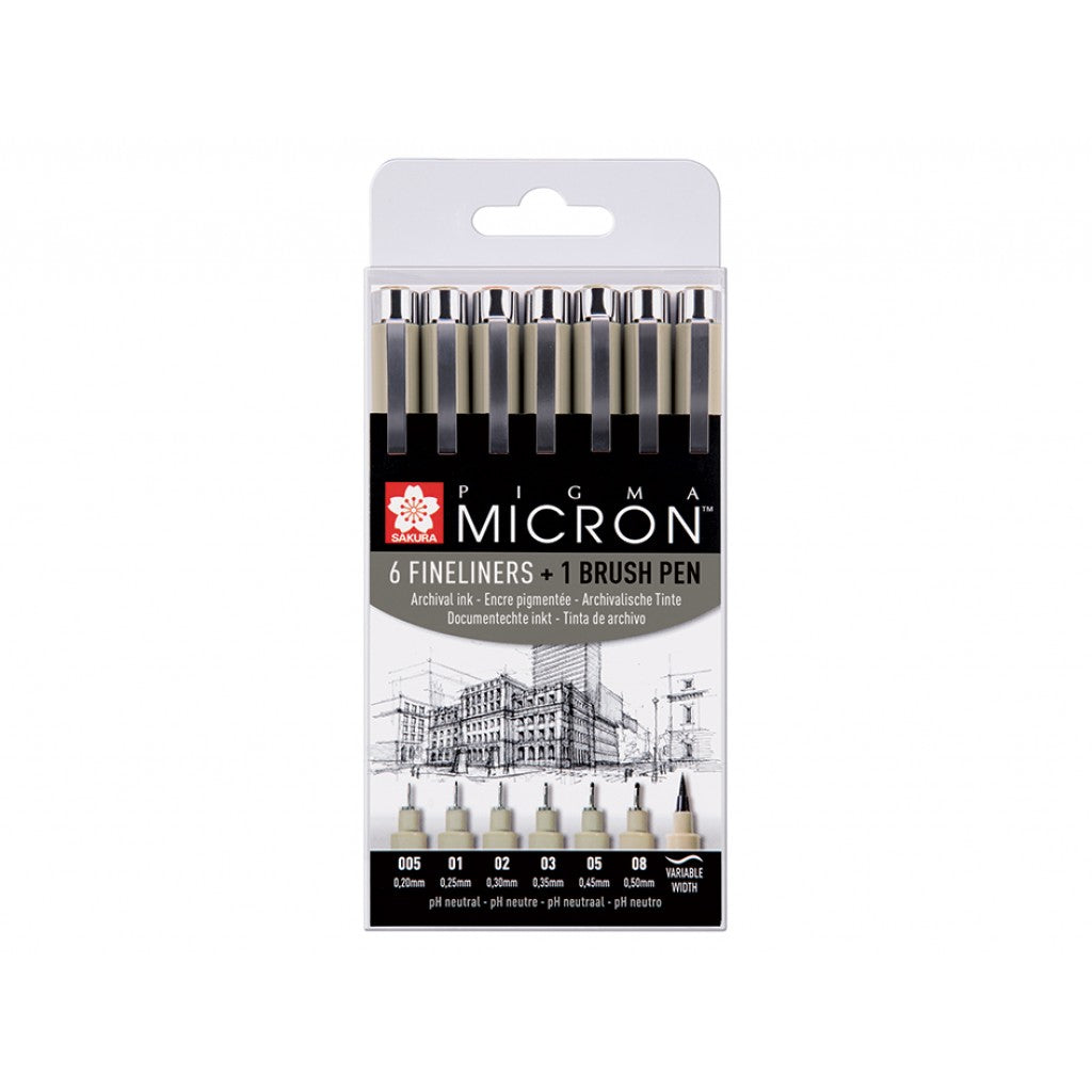 Sakura Pigma Micron Sett - #49  6+1stk Brush