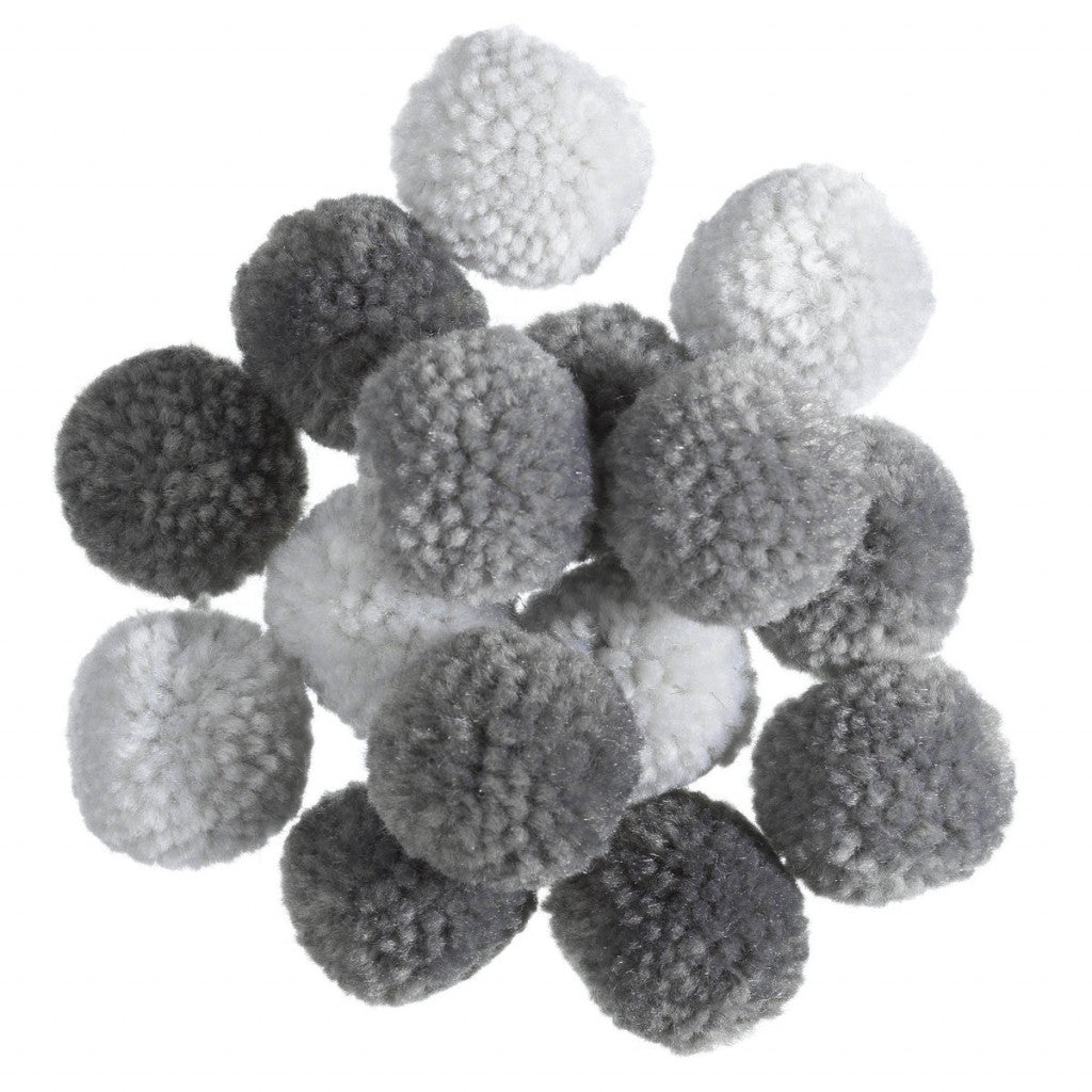 Pompong Grå Miks 15 Stk.