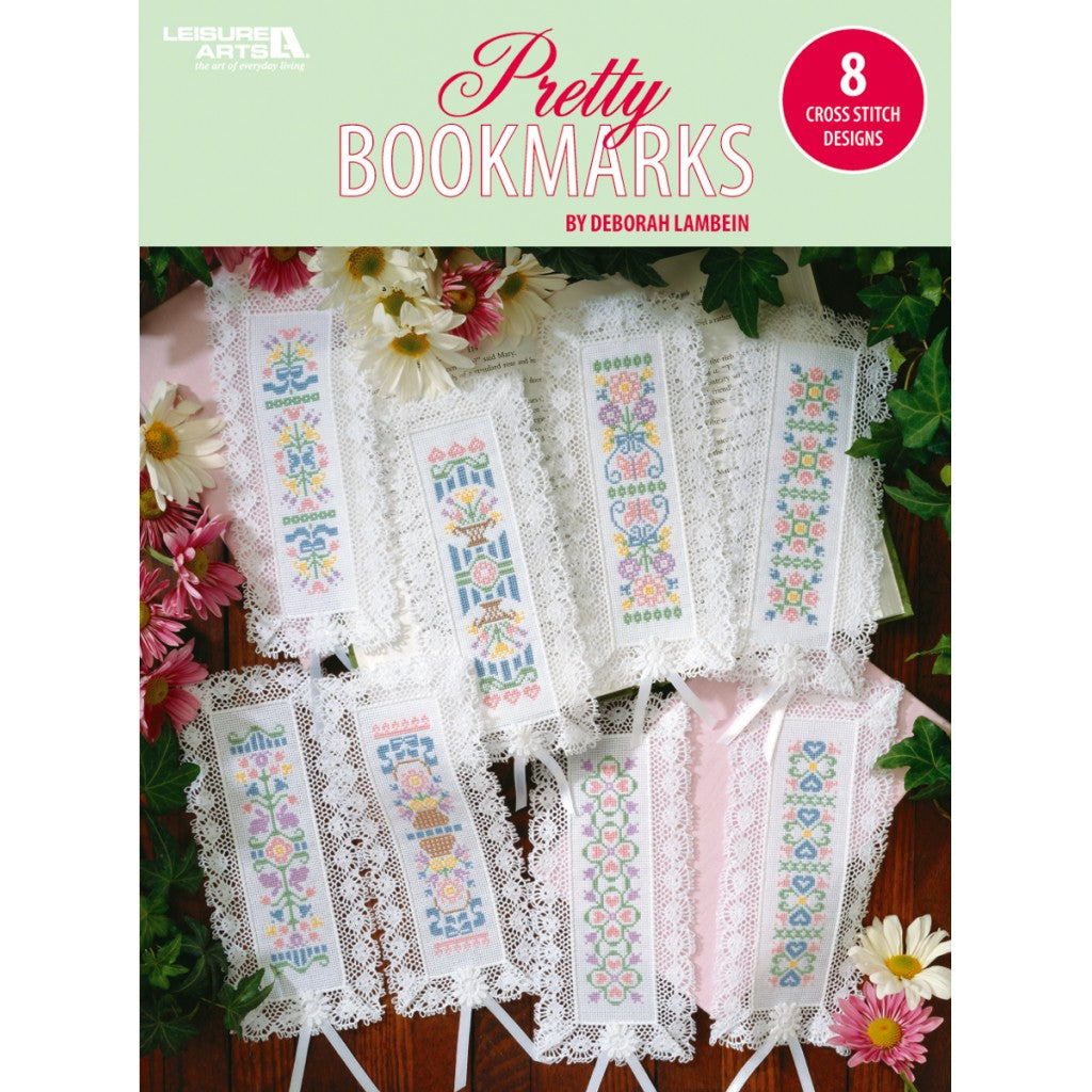 Mønterhefte Korssting Leisure Arts - Pretty Bookmarks