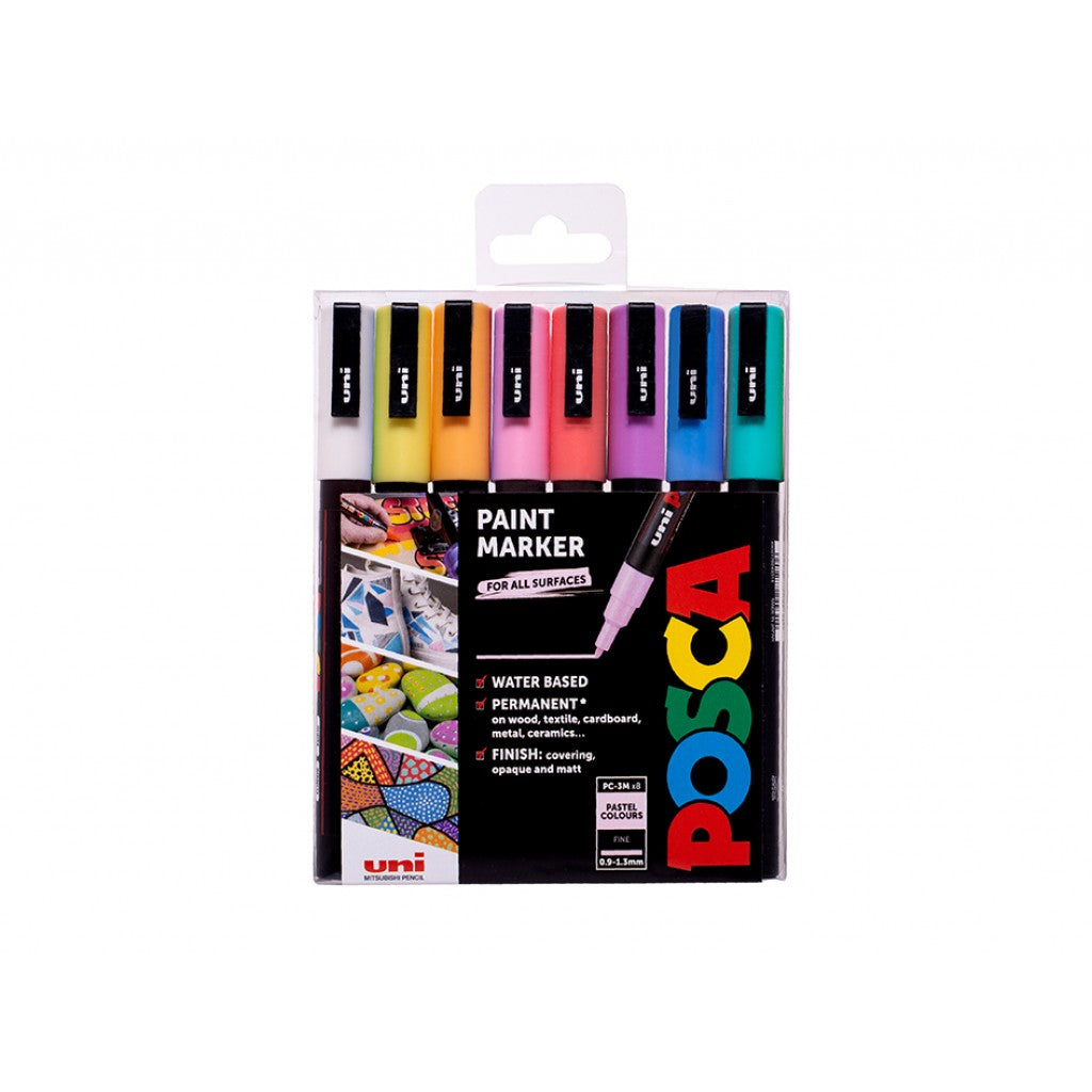 Uni POSCA PC-3M - Fine 0,9-1,3mm - Sett Pastell 8stk