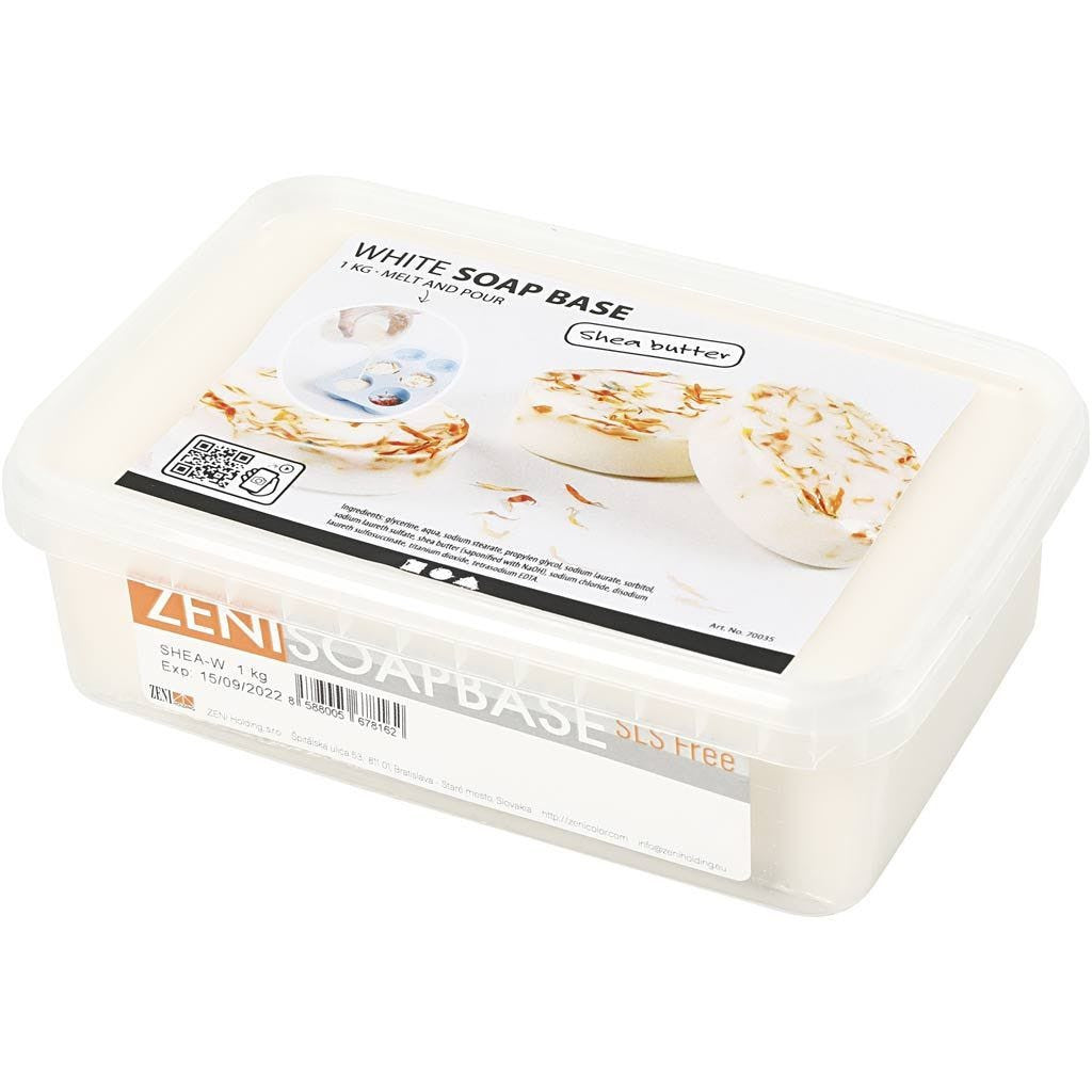 Såpemasse med shea, hvit, 1 kg