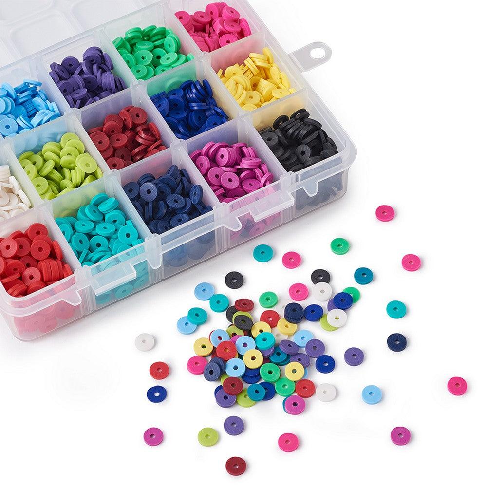 #1 Heishi Perlesett 6mm, 15 farger (3000 perler) - Urban Vibes - HobbyHimmelen