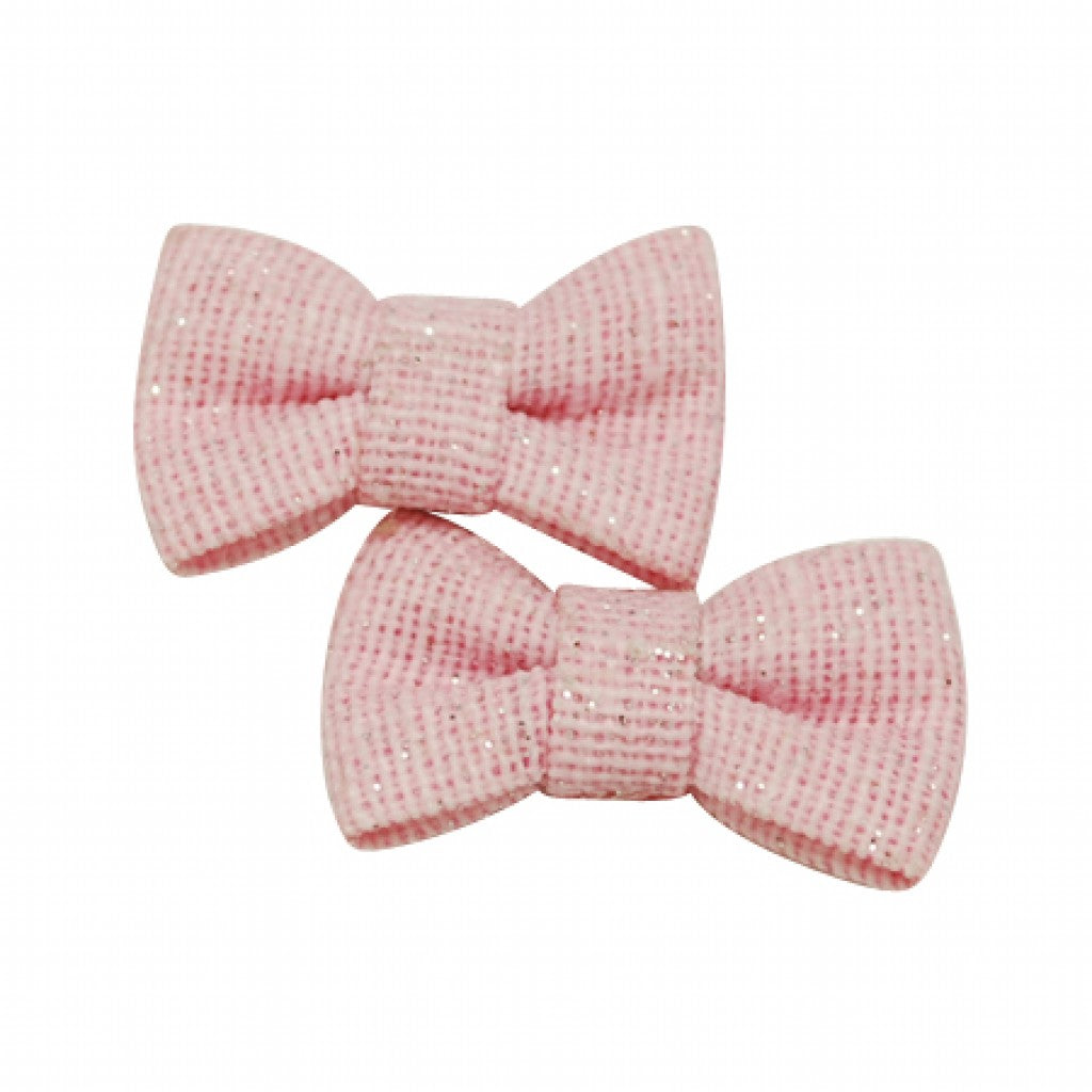 Håndlaget Sløyfe, 27mm - Pink Glitter