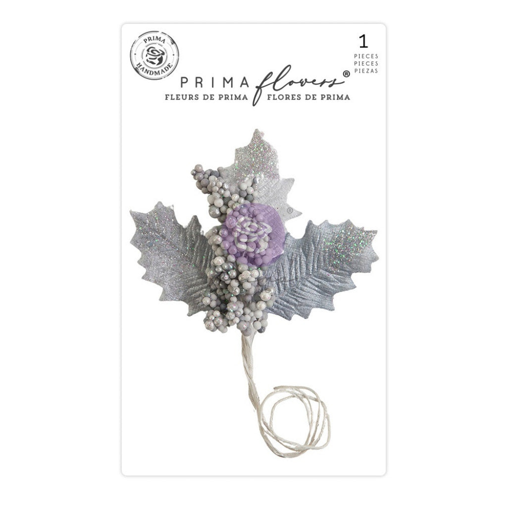 Prima Marketing Mulberry Paper Flower - Silver Bells/Candy Cane Lane