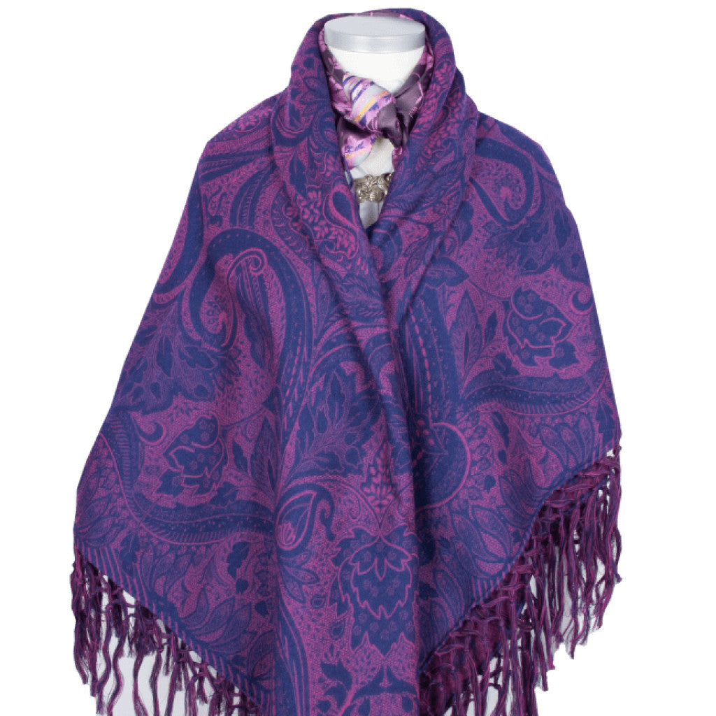 Wienersjal Frynset 140 x 140cm - Lilla 088