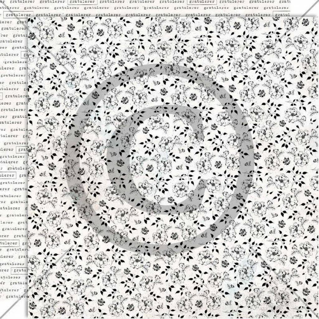 Papirdesign Mønsterark - Blomsterfest, Svart