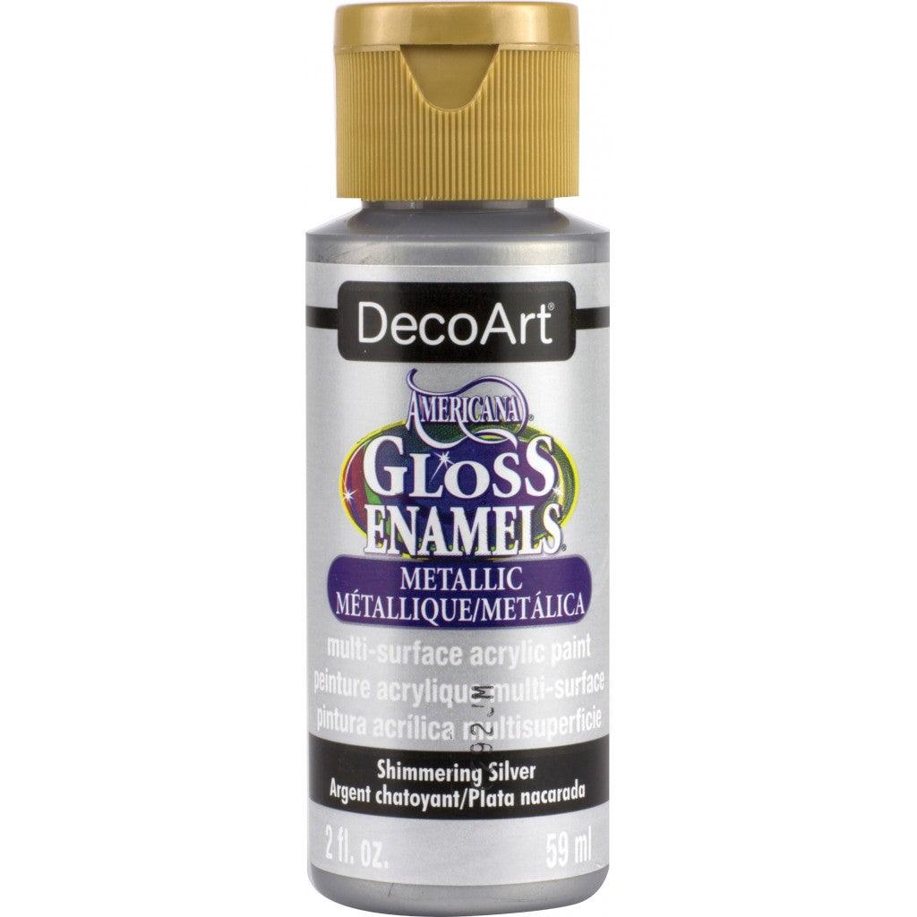 Americana Gloss Enamels Acrylic Paint 2oz-Shimmering Silver - HobbyHimmelen