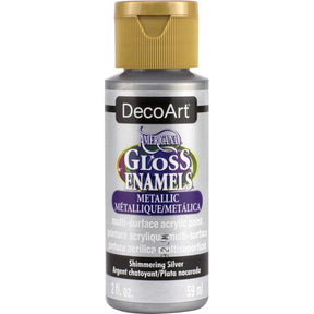Americana Gloss Enamels Acrylic Paint 2oz-Shimmering Silver - HobbyHimmelen