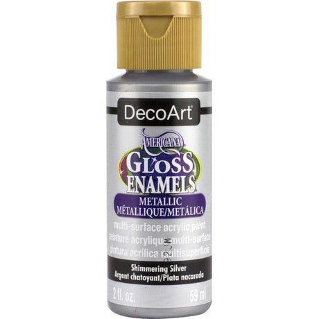 Americana Gloss Enamels Acrylic Paint 2oz-Shimmering Silver - HobbyHimmelen