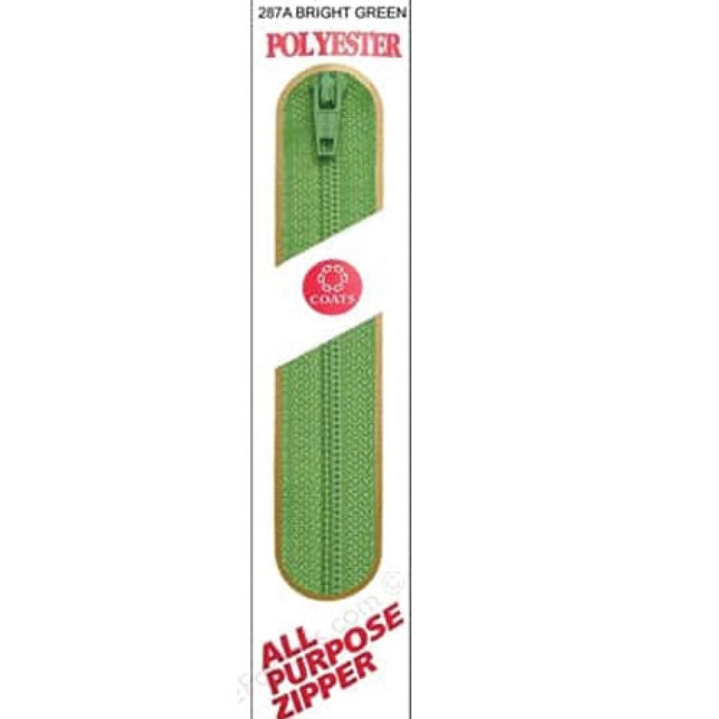 Glidelås i nylon (lukket) - 18cm Bright Green