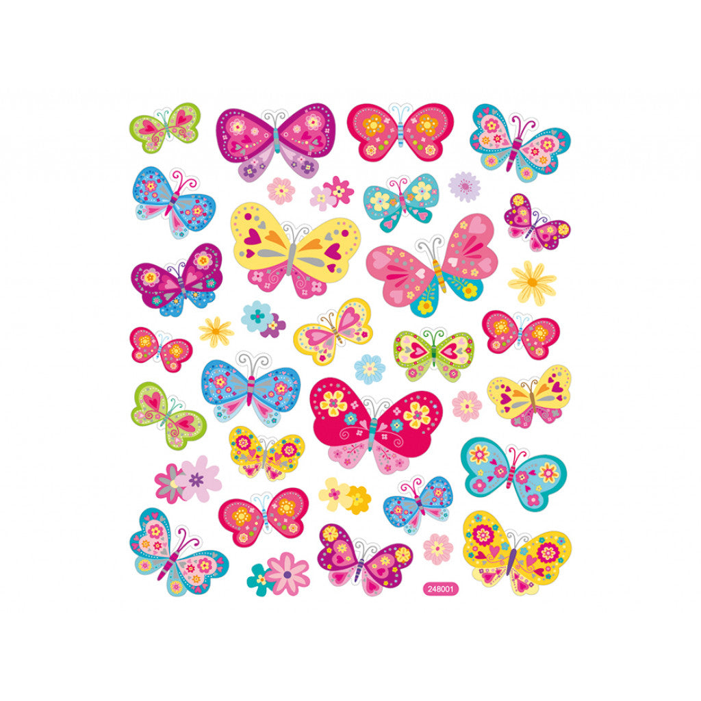 Klistremerker - Sommerfugler m/glitter