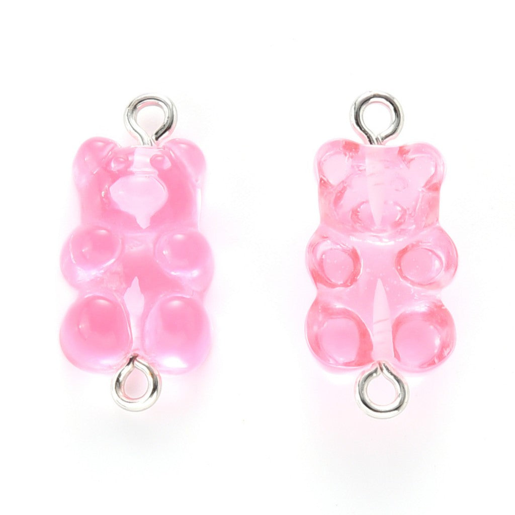 Gummy Bear Resin-Mellomledd, 25mm, 6stk - Pink