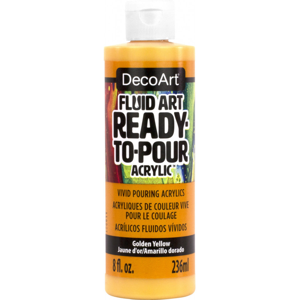 DecoArt - FluidArt Ready-To-Pour Acrylic Paint 236ml - Golden Yellow