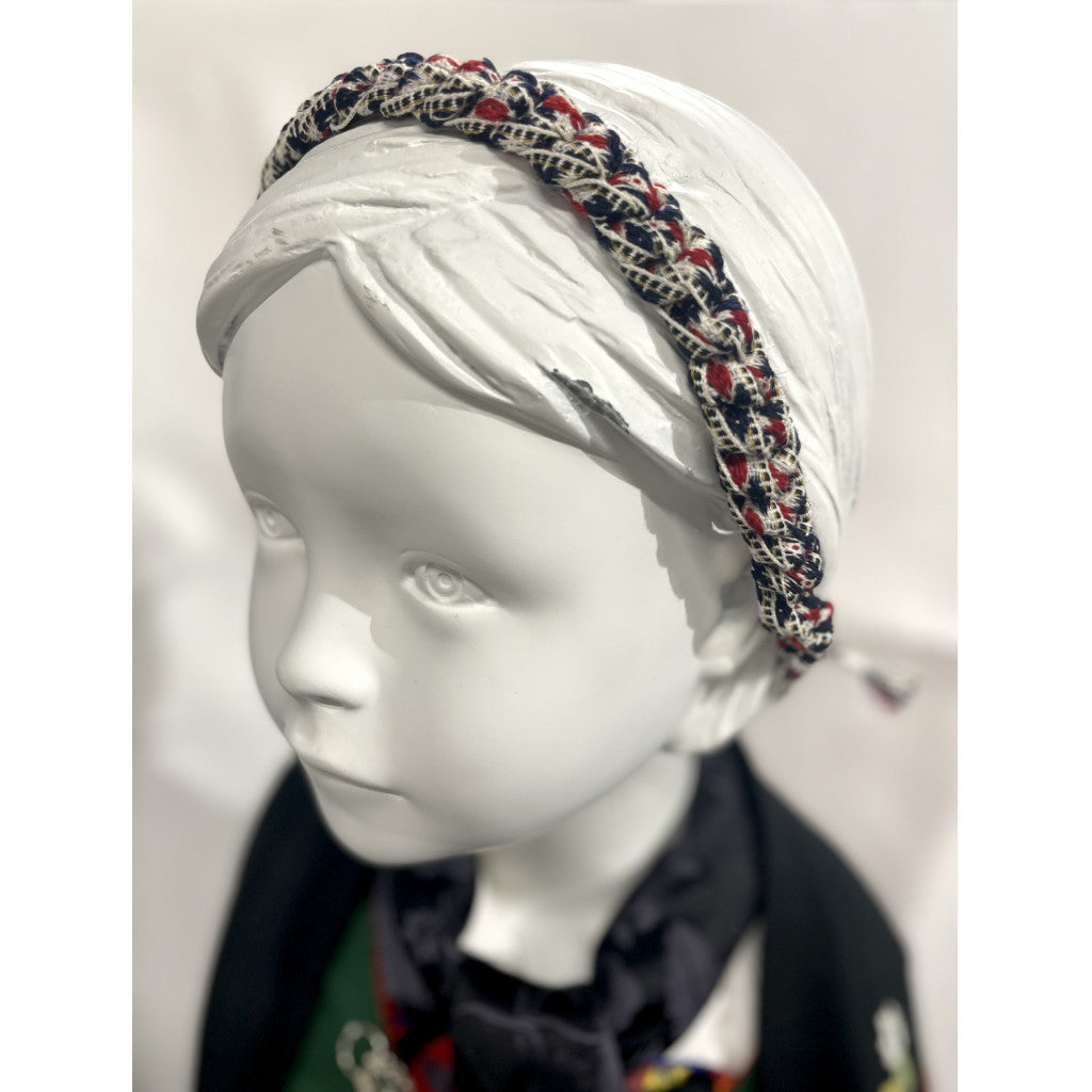 Vest Agder Hårbånd, Håndflettet - Rød, Blå & Hvit