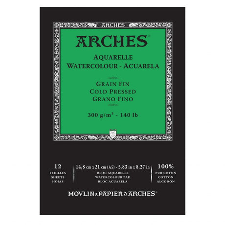 Arches Akvarellblokk Grain fin (Cold Pressed), A5 - HobbyHimmelen