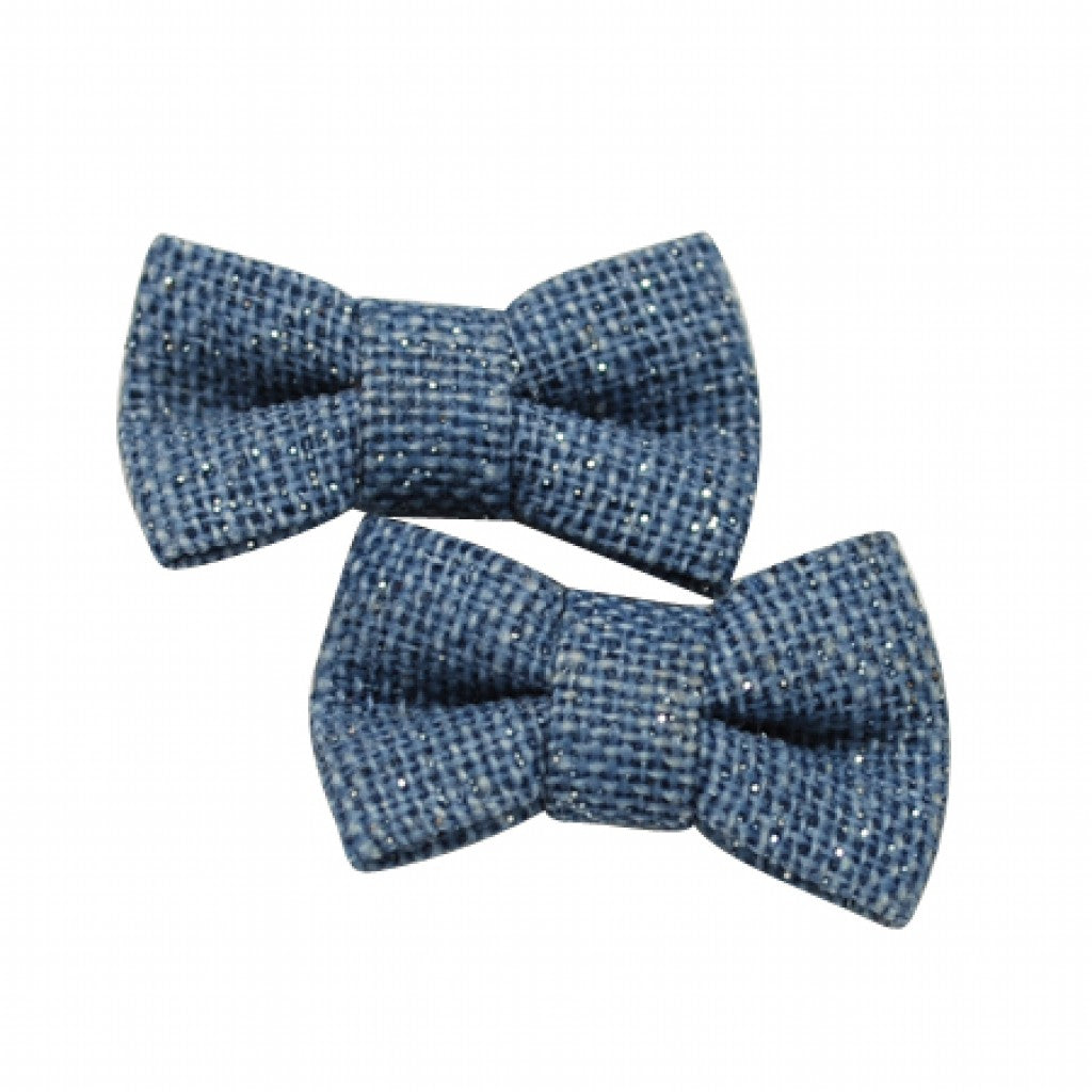 Håndlaget Sløyfe, 27mm - Marine Blue Glitter