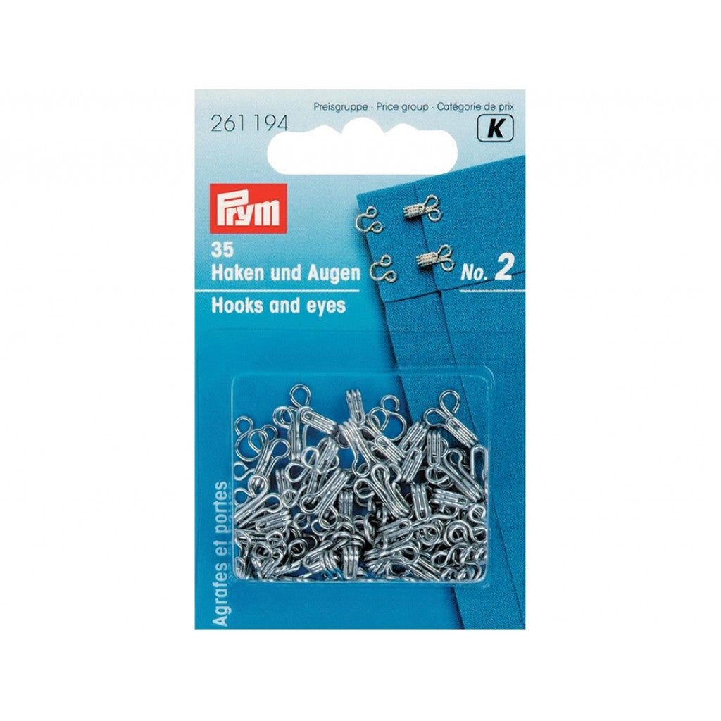 Prym hekter No.2 35stk.stainless steel sølv