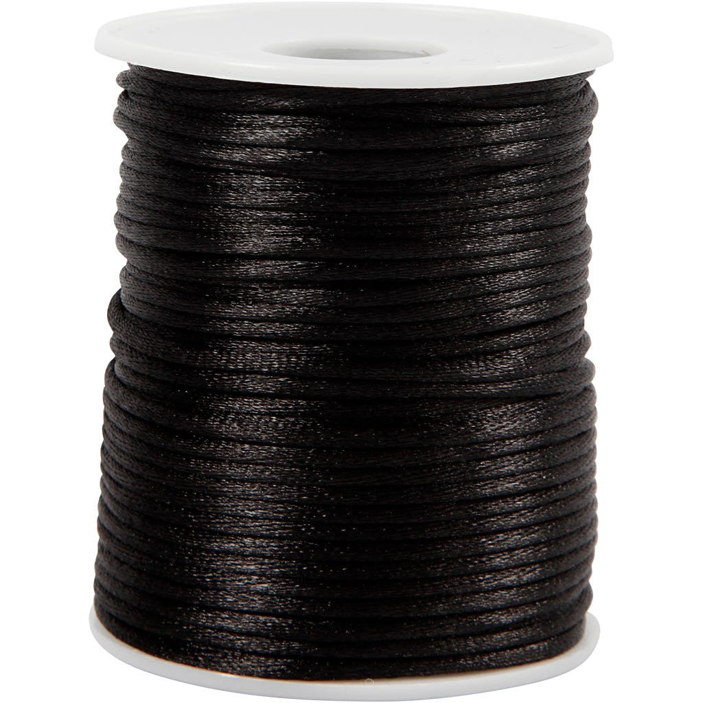 Satengsnor - Svart, 2mm, 50m
