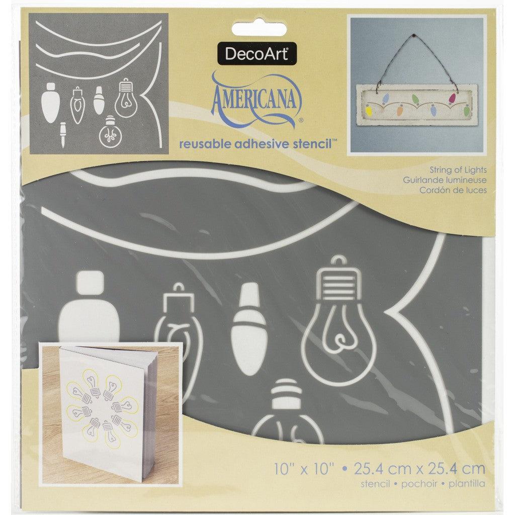 Americana Adhesive Stencil 10"X10"- String Of Lights - HobbyHimmelen