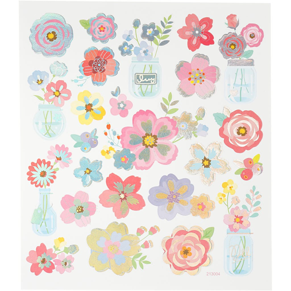 Stickers, vårblomster II, 15x16,5cm