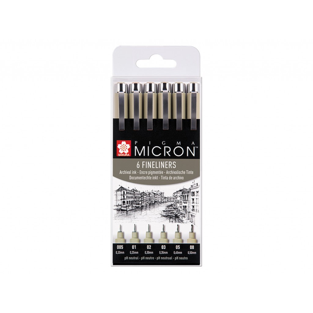 Sakura  Pigma Micron sett - 6 sorte ass