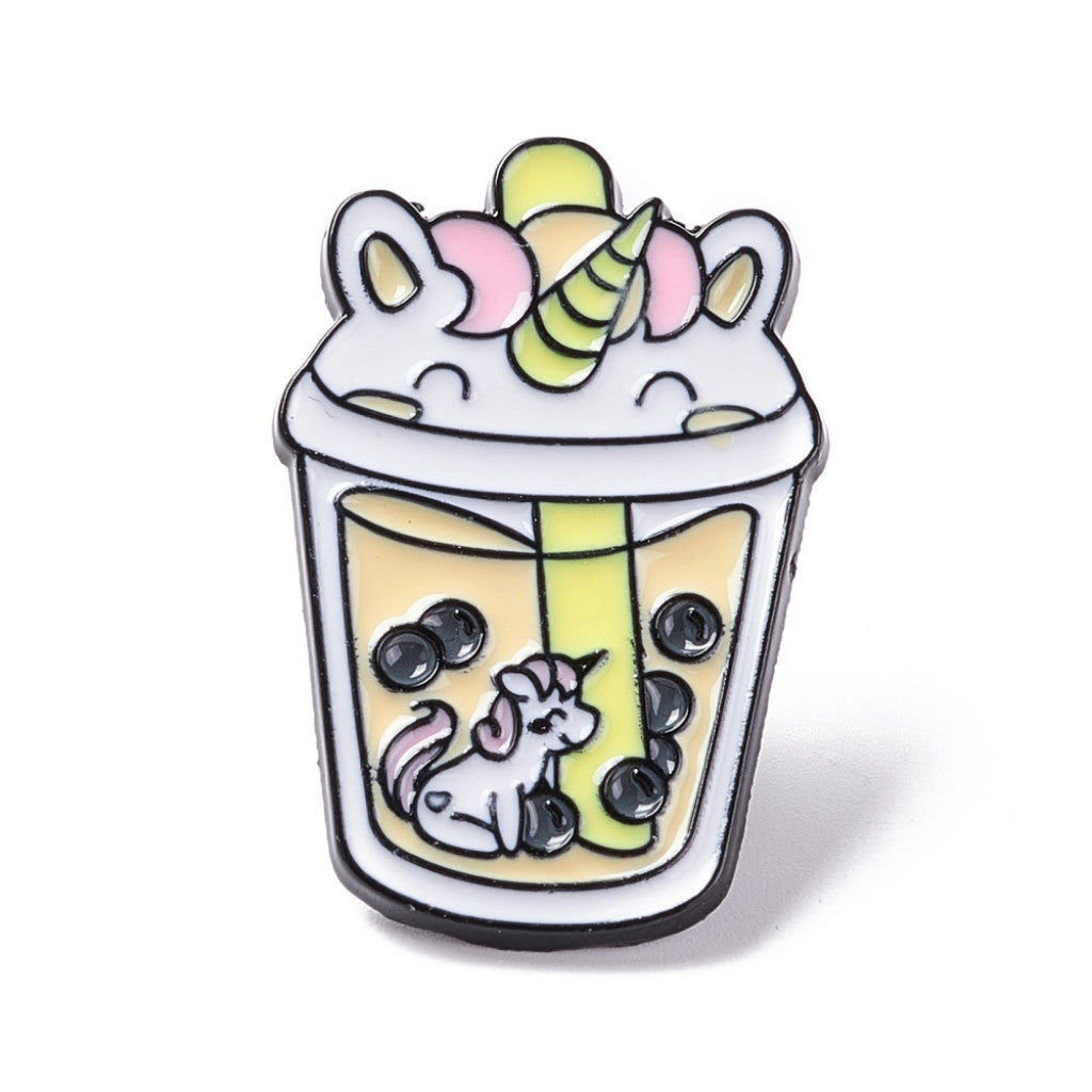 Enamel Pin,  30.5x20x10.5mm - Unicorn and Bubble Tea