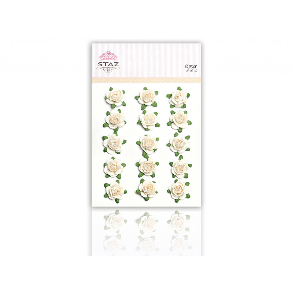Staz Rose - 15mm - Bryllupshvit - 15stk