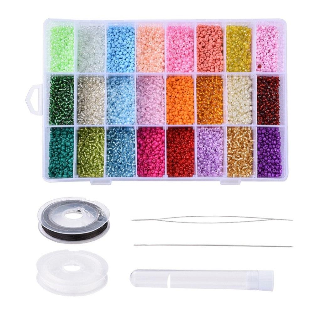 #1 Sett med Strikk, Nåler og Seed Beads i 24 Farger 12/0 (2mm) - Magical Vibes - HobbyHimmelen