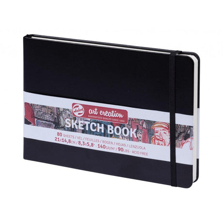 Art Creation Skissebok m/strikk - Sort - 21cmx14,8 - 140g - HobbyHimmelen