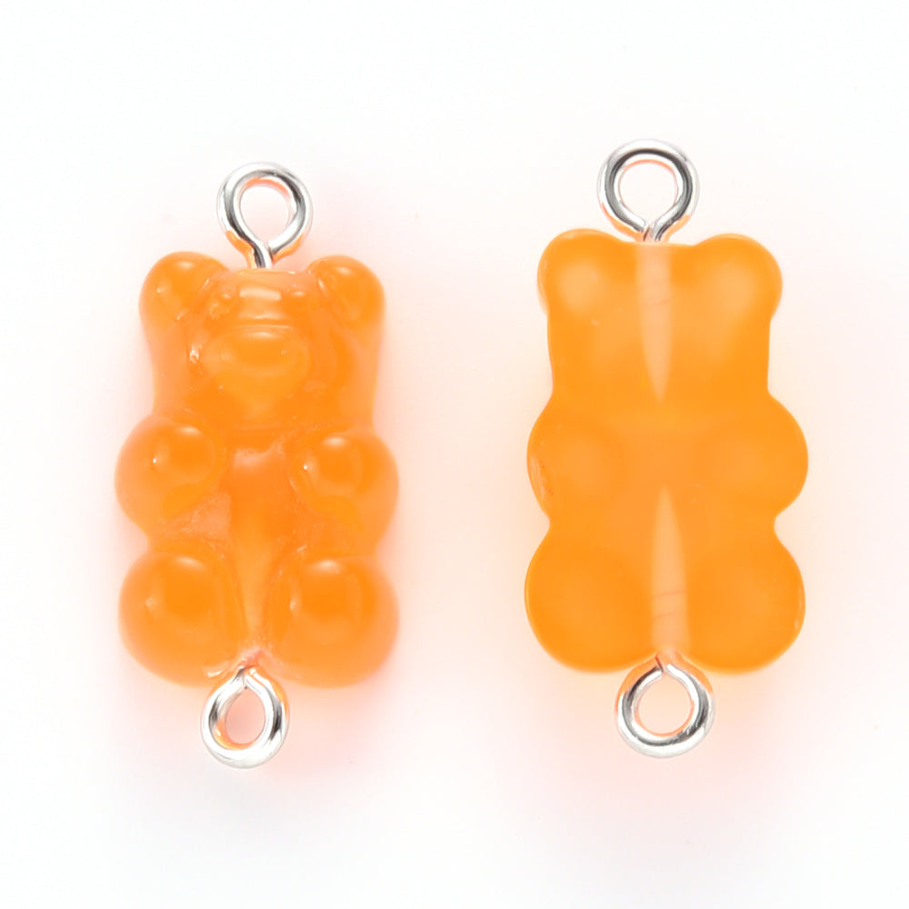 Gummy Bear Resin-Mellomledd, 25mm, 6stk - Moody Orange