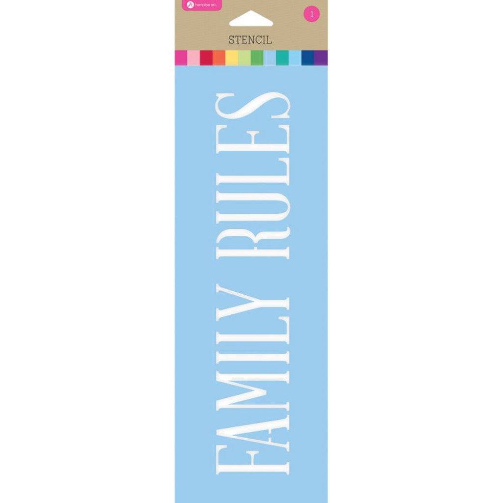 Sjablong 8x30cm - Family Rules