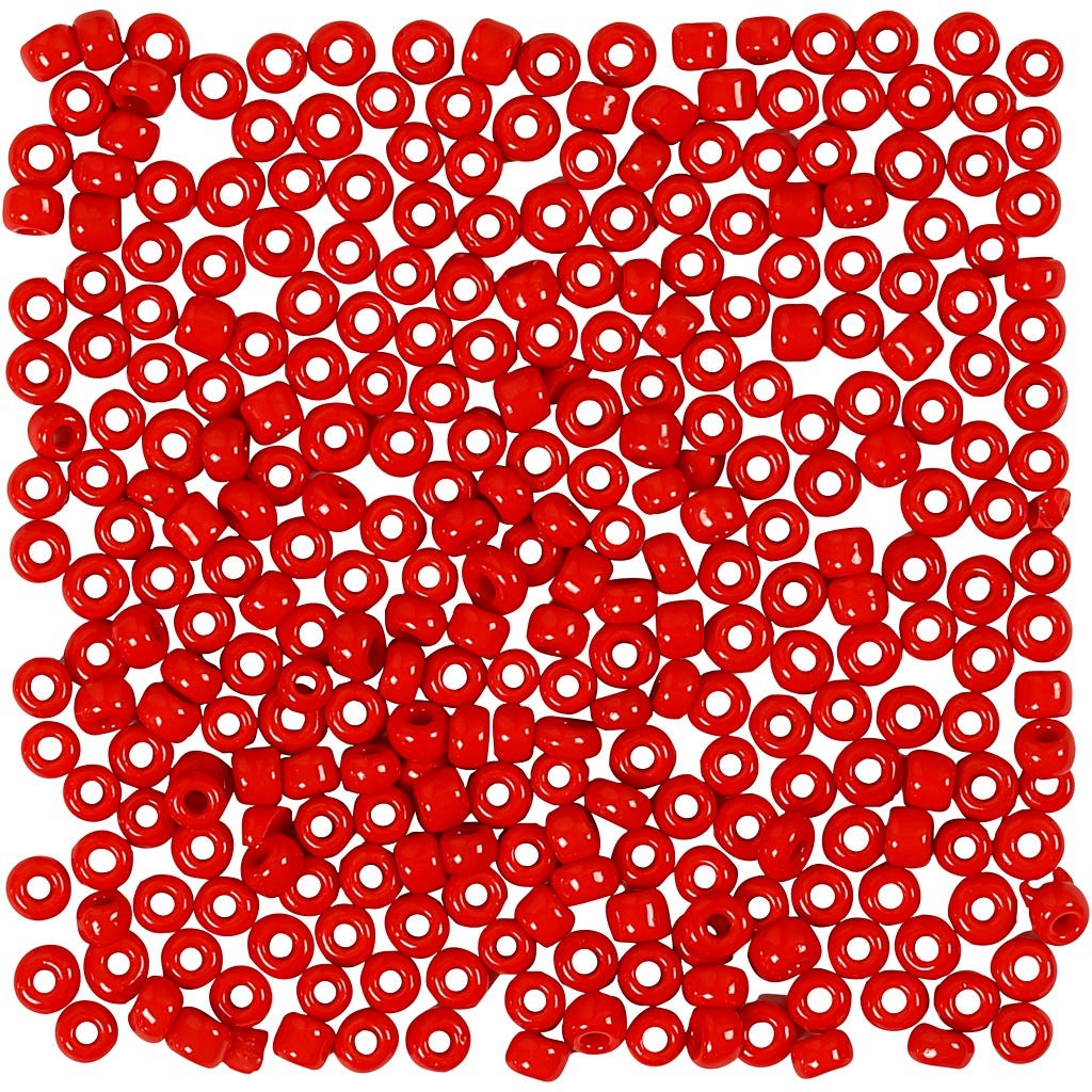 Rocaiperler 3 mm, 8/0, 25g - Rød