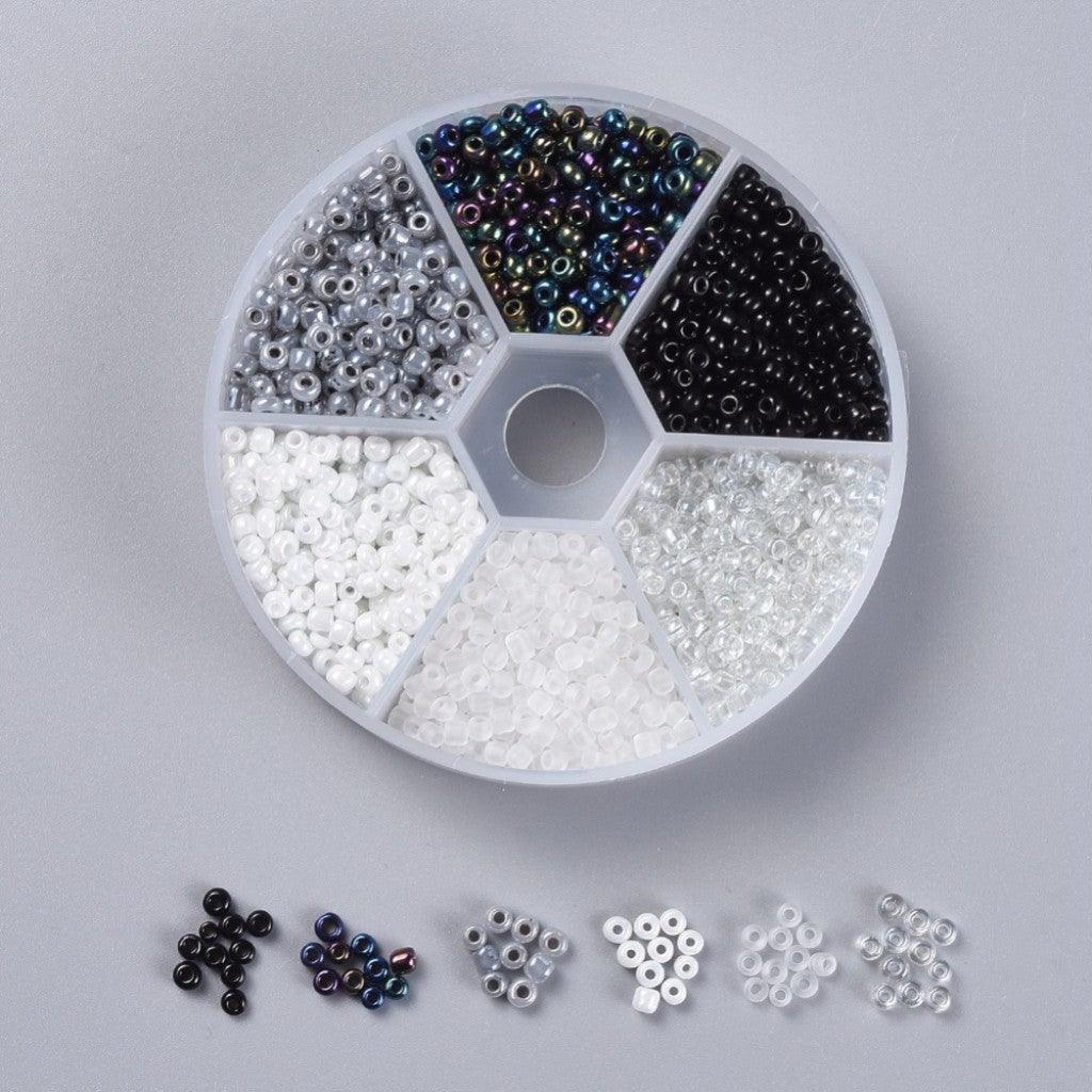 #1 Sett med Seed Beads 8/0 (3mm) - Shades of Ying & Yang - HobbyHimmelen