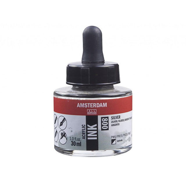Amsterdam Ink 30ml - 800 Silver - HobbyHimmelen