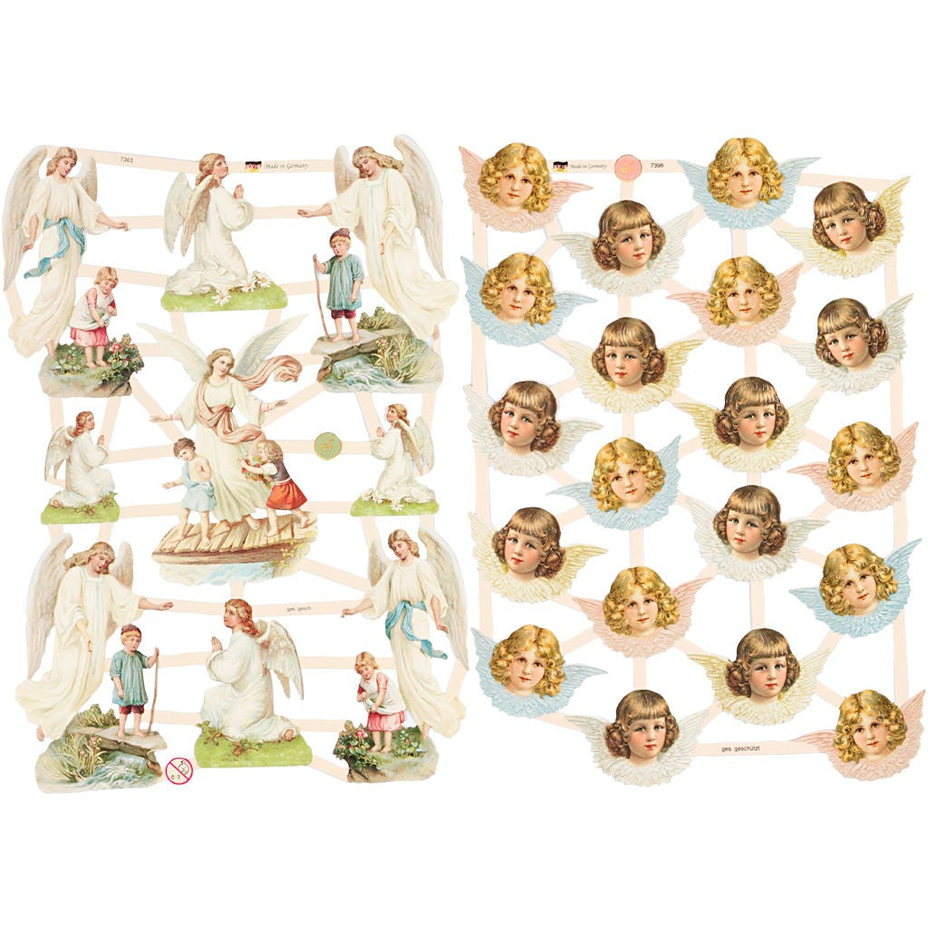 Glansbilder - Nostalgiske Engler, 2 ark