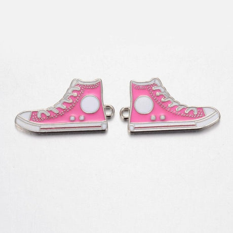 Charm Emalje Basketsko, 30x17mm, 2stk - Pink - HobbyHimmelen