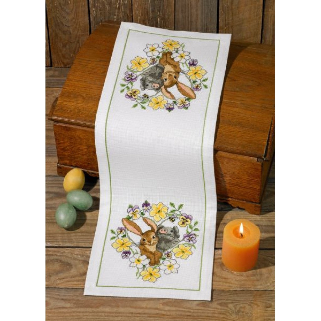 Korsstingsbroderi Løpere 24x68cm - Nye venner