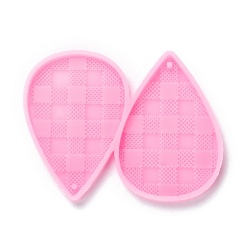 Silikonform 49.5x33mm - Angeng Dråpe med Rutemønster