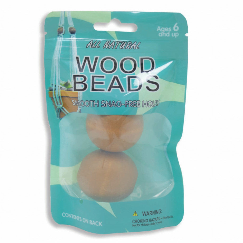 Makramè Round Wood Bead, 2stk - 38mm Maple