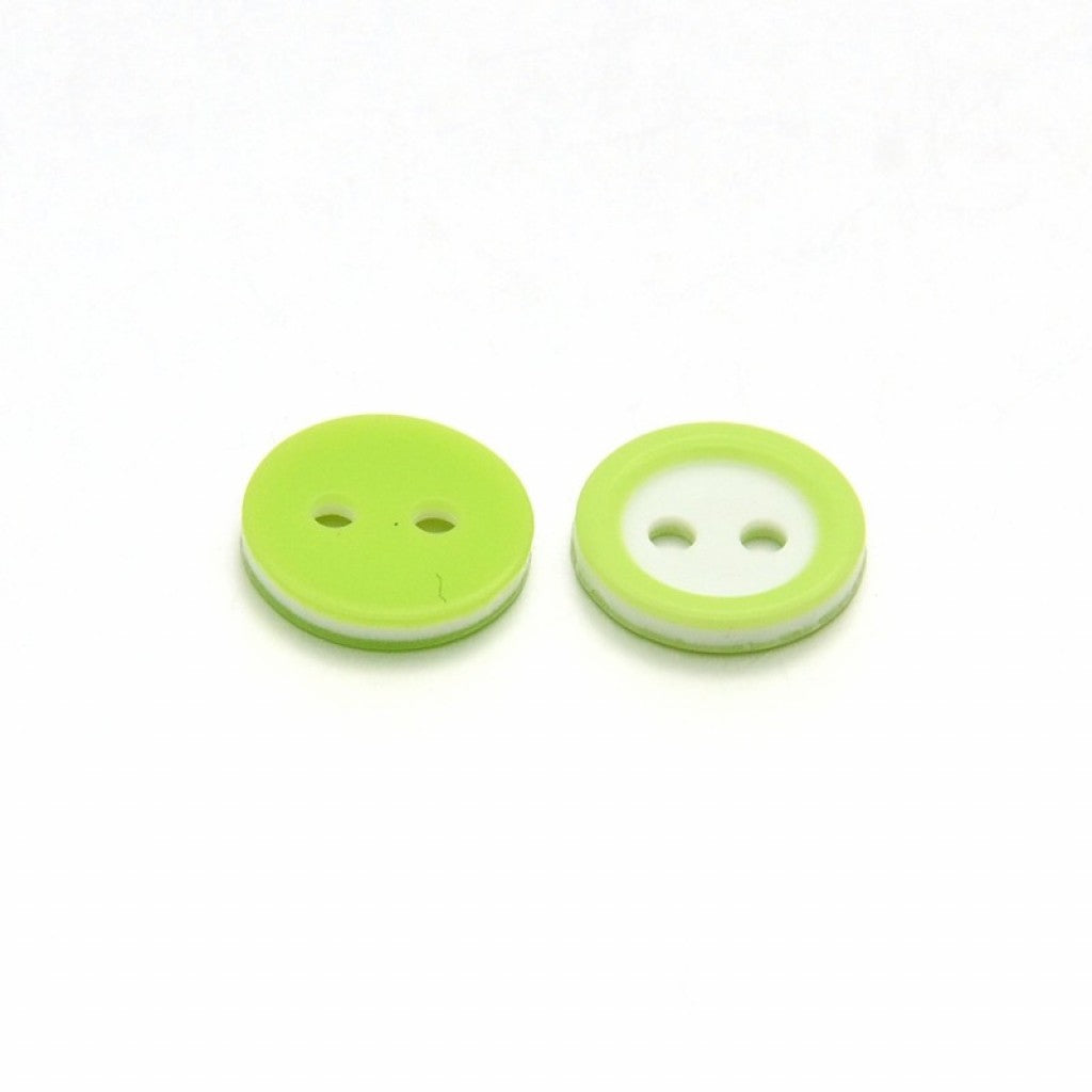 Knapp i Epoxy, 11mm - Ring Green Yellow