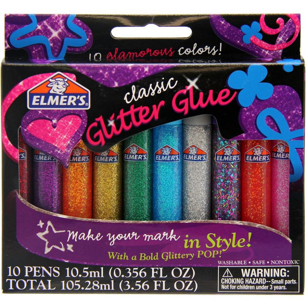 Elmer's 3D Washable Glitter Glue Pens 10/Pkg - Classic Rainbow
