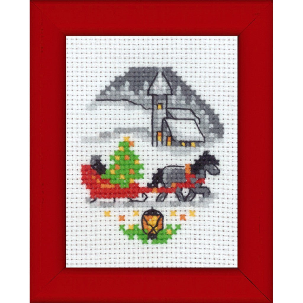 Korsstingsbroderi - Kirke, 9x13cm