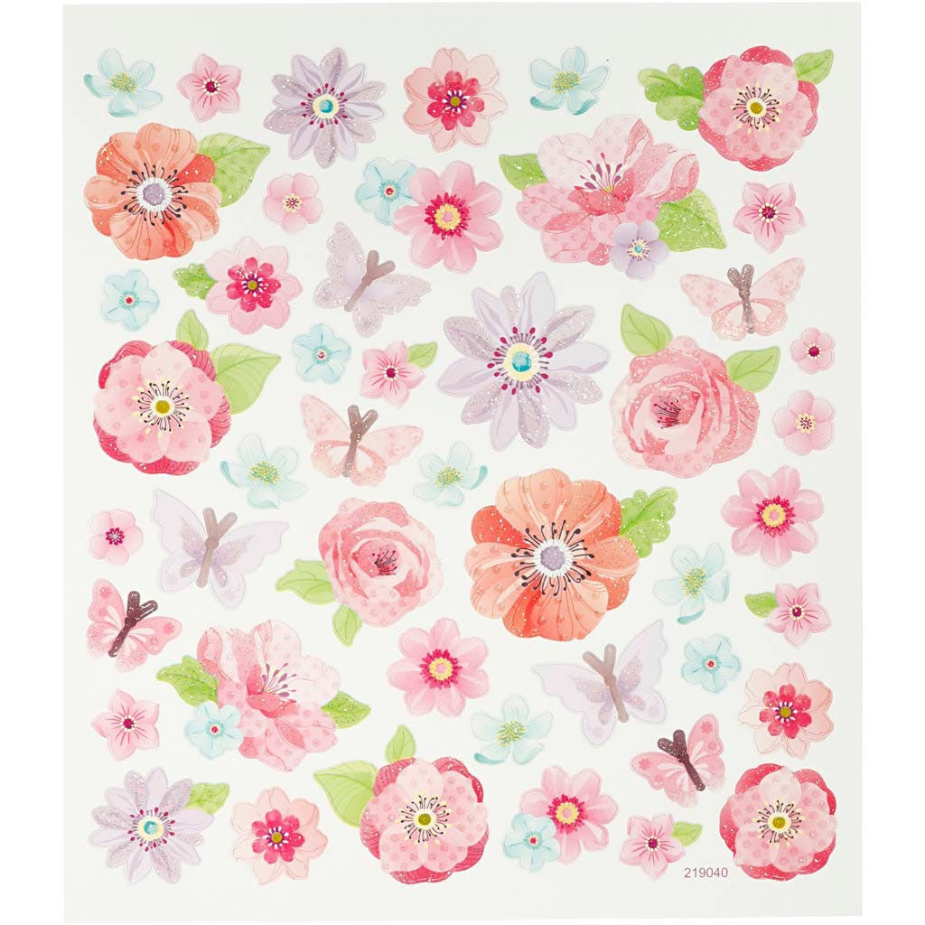 Stickers, vårblomster I, 15x16,5 cm, 1 ark