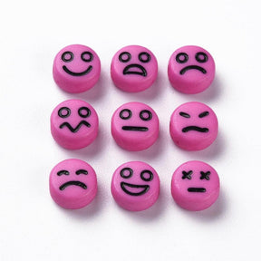 Akrylperler Rund Flat, 7mm 25g - Expression Hot Pink - HobbyHimmelen