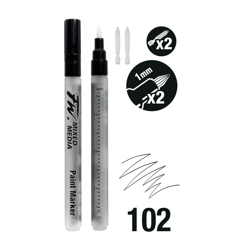 FW Marker (tomme markers) sett med 2x1mm hard spiss, m/ ekstra spisser.